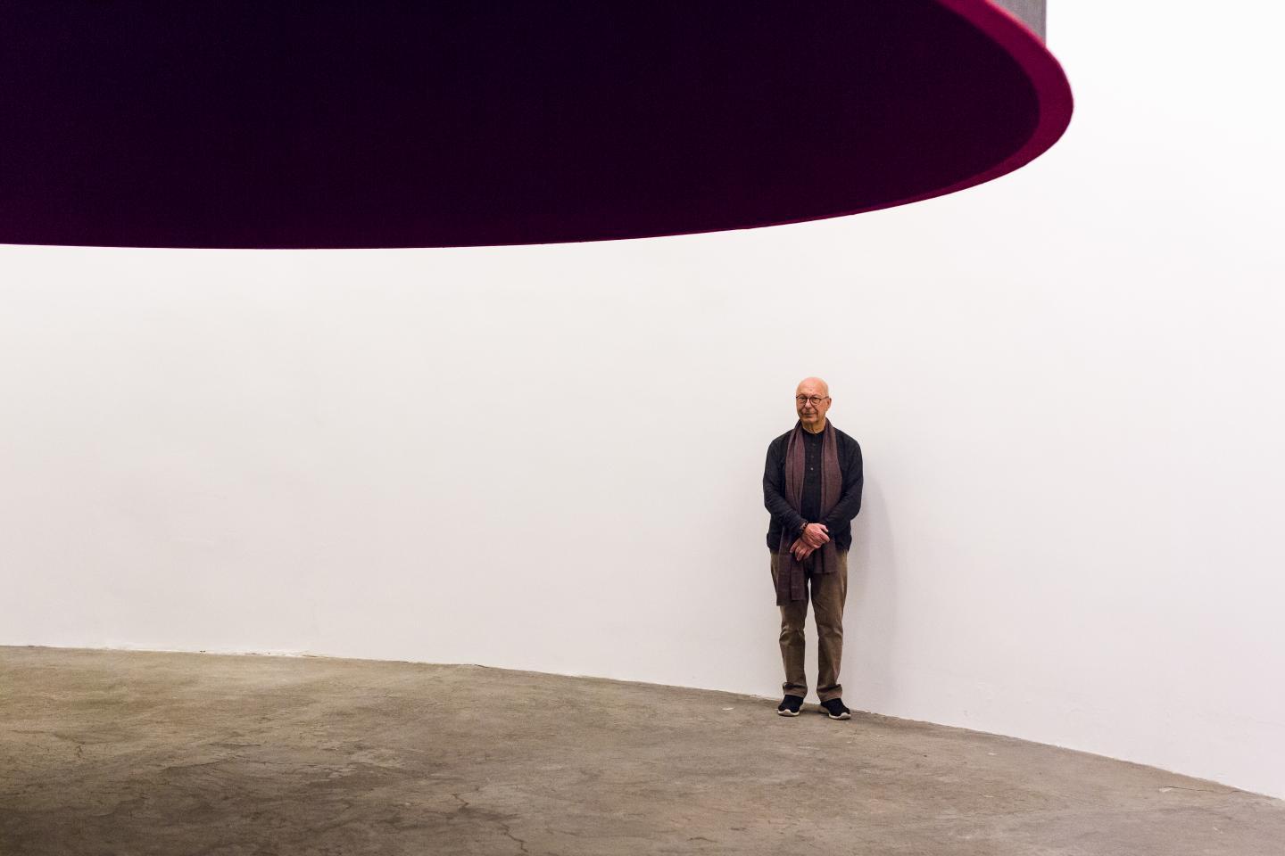Vervoordt with an Anish Kapoor installation, "At the Edge of the World," in Vervoordt's eponymous gallery in Belgium.