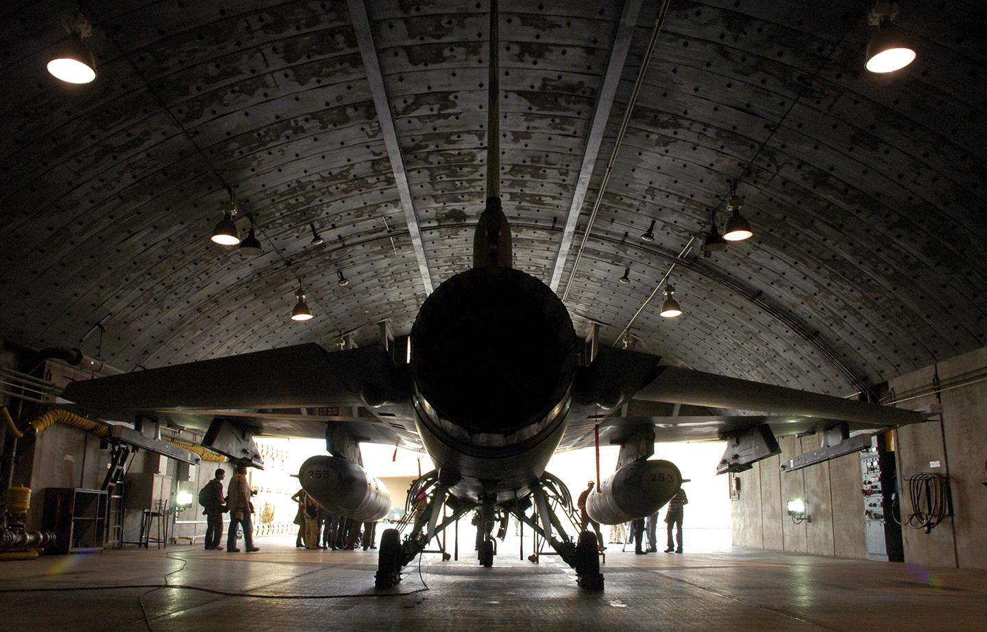 An Israeli air force F-16I fighter plane is seen at a hangar at the Ramon Air Force Base, in the Negev desert, in southern Israel, on November 19, 2008. On February 10, Syrian anti-aircraft missiles shot down an Israeli F-16, the first Israeli fighter downed since 1982.