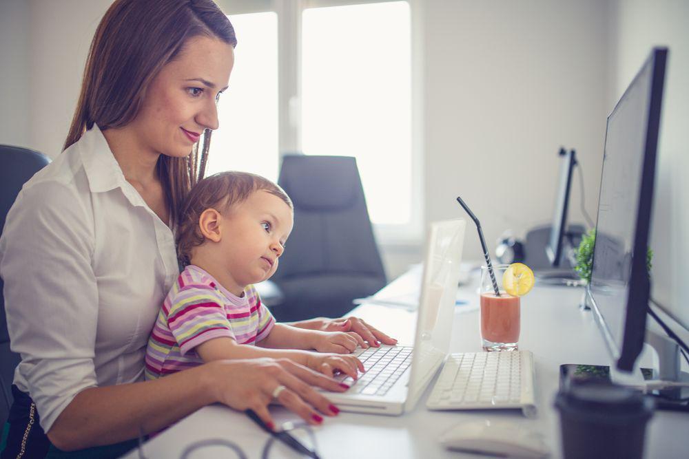 Mom Baby at Work Office