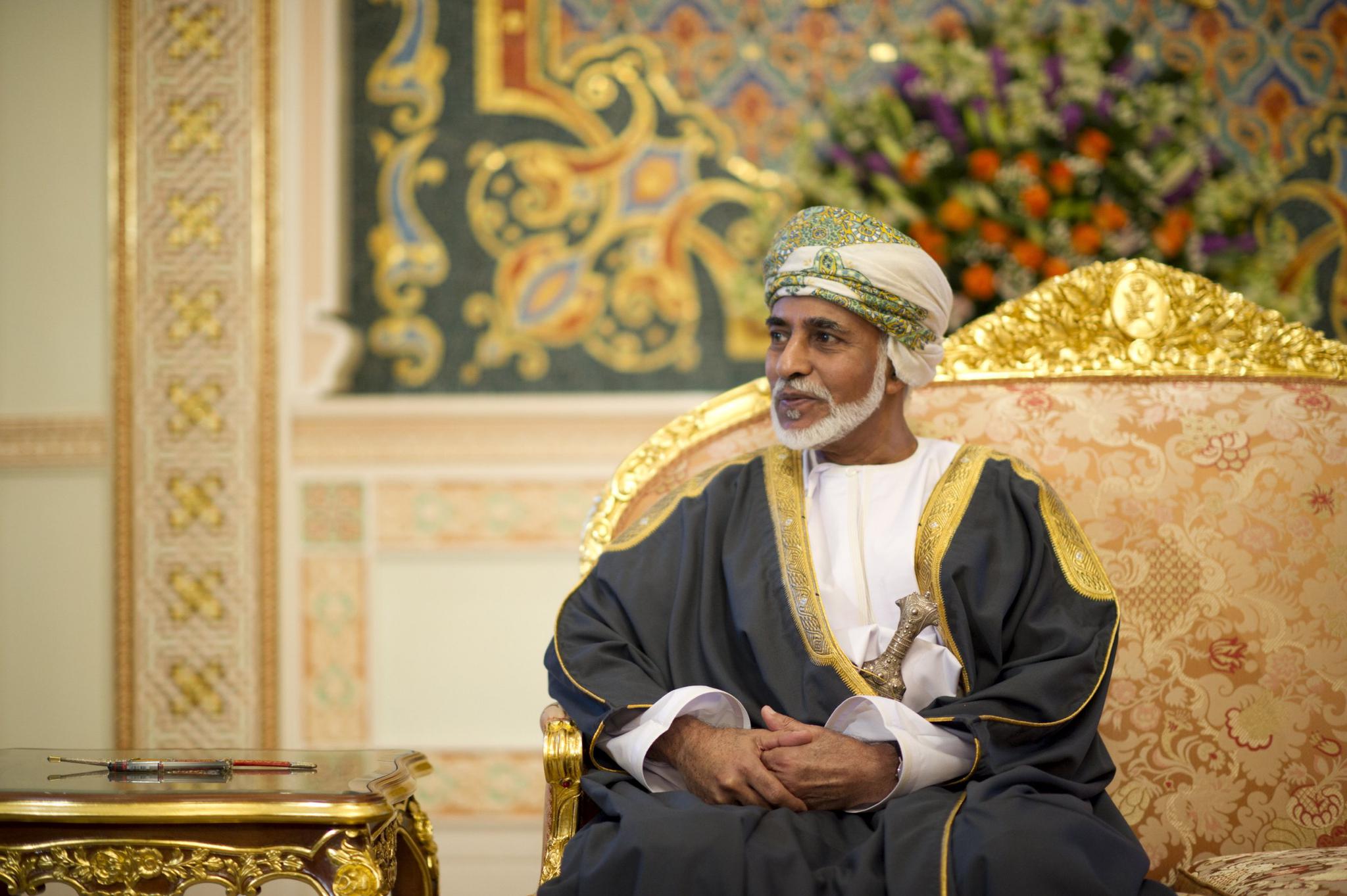 The Sultan of Oman, Qaboos bin Said al Said, sits in his palace in Muscat, Oman on March 25, 2012.