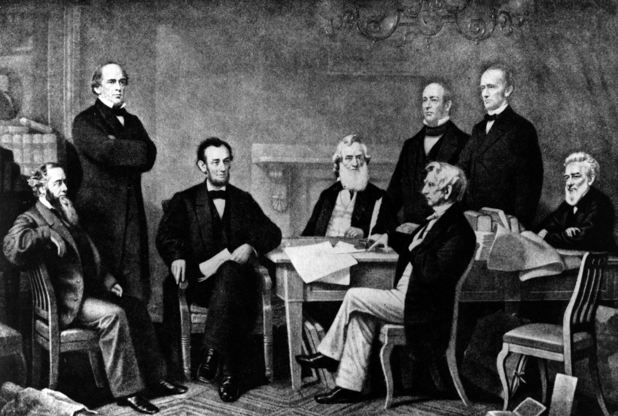 Abraham Lincoln, the 16th President of the United States of America, at the signing of the Emancipation Proclamation.