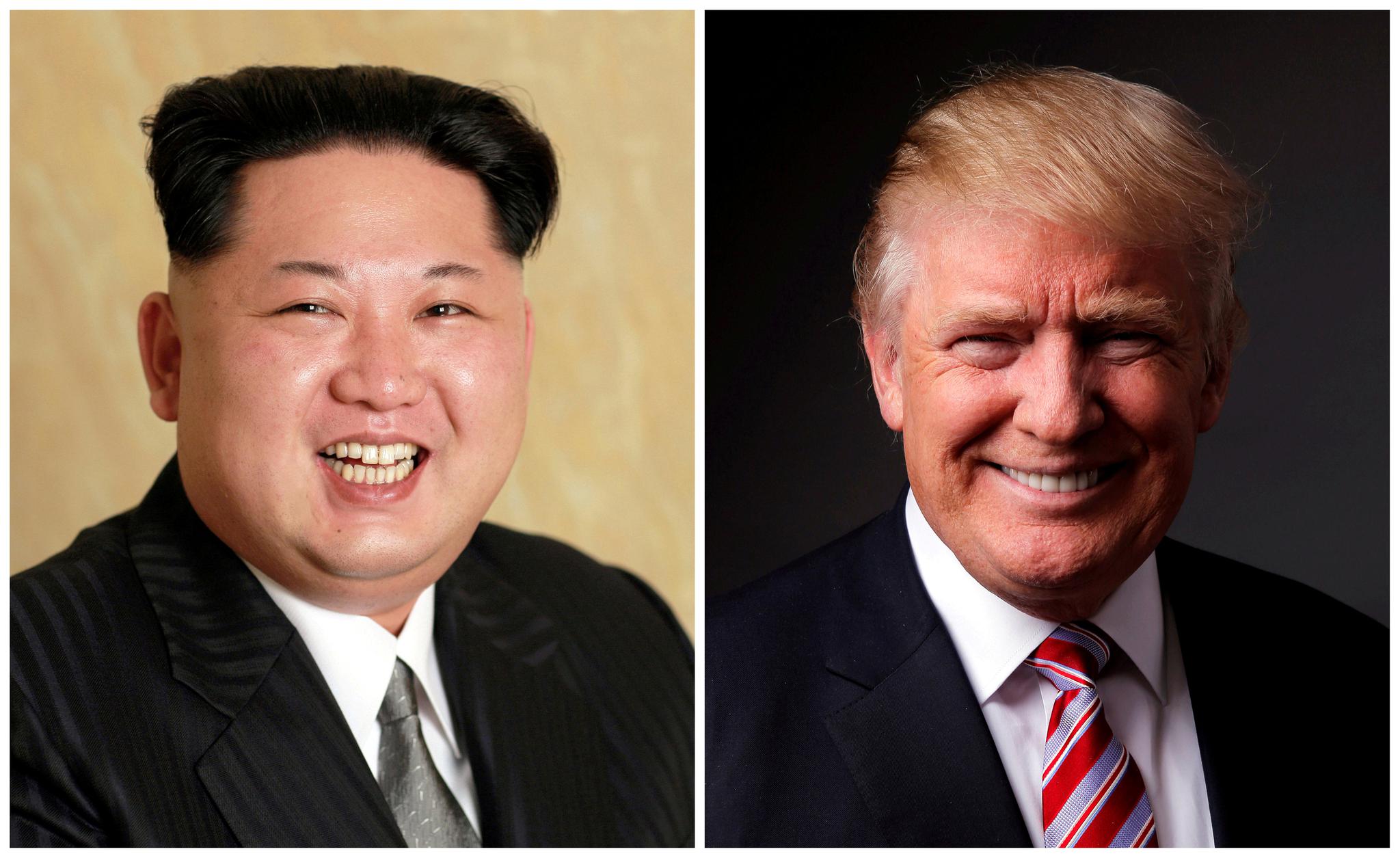 A combination of portraits of North Korean leader Kim Jong Un and of U.S. President Donald Trump.