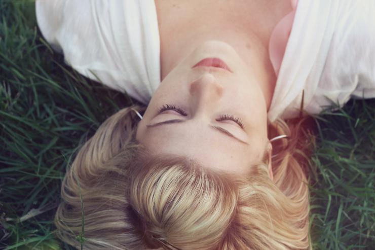 Stress management, photograph of women in grass by Jacob Townsend