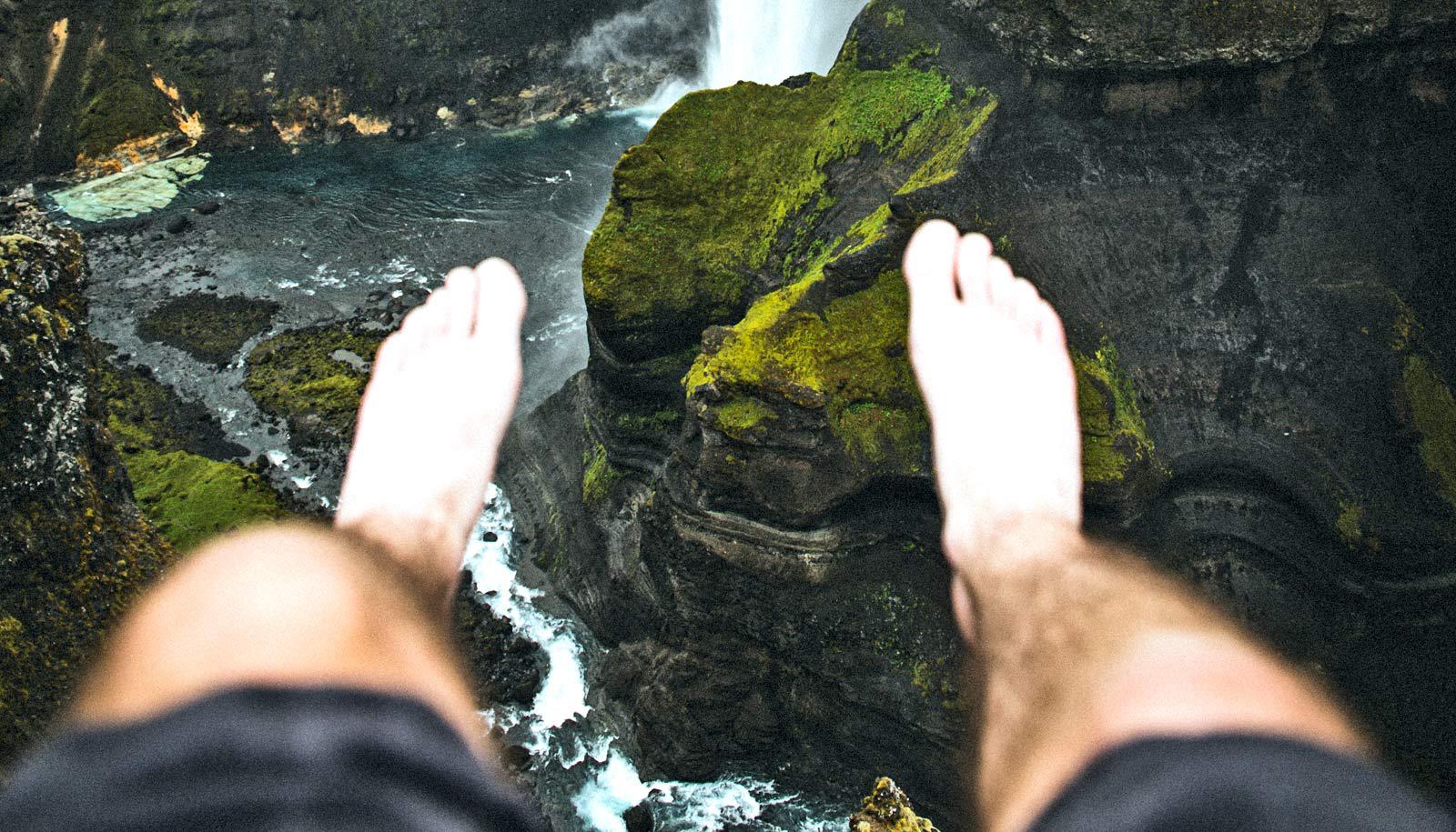 feet above waterfall