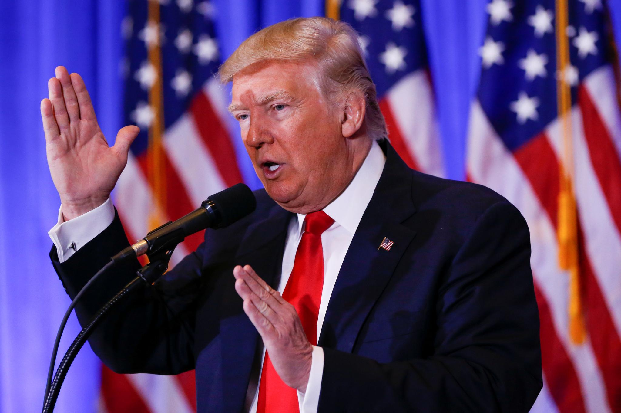 Donald Trump speaks during his first press conference since winning the election in the Trump Tower in New York, on January 11. His body language demonstrates the power of nonverbal forms of communication.