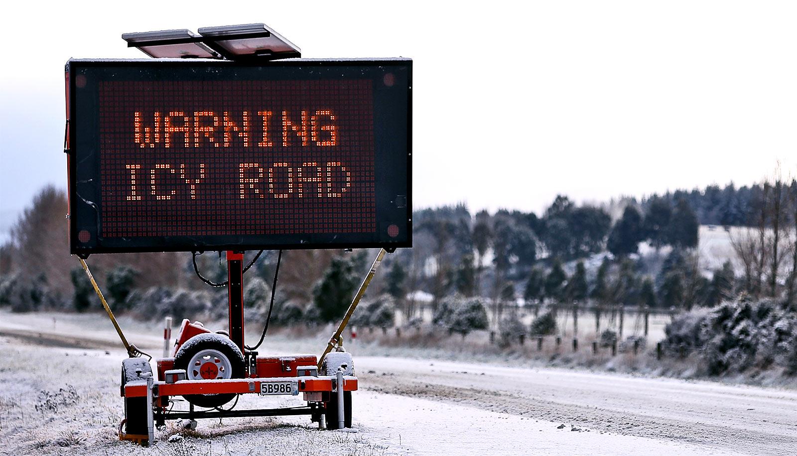 warning icy road sign (laser induced graphene concept)