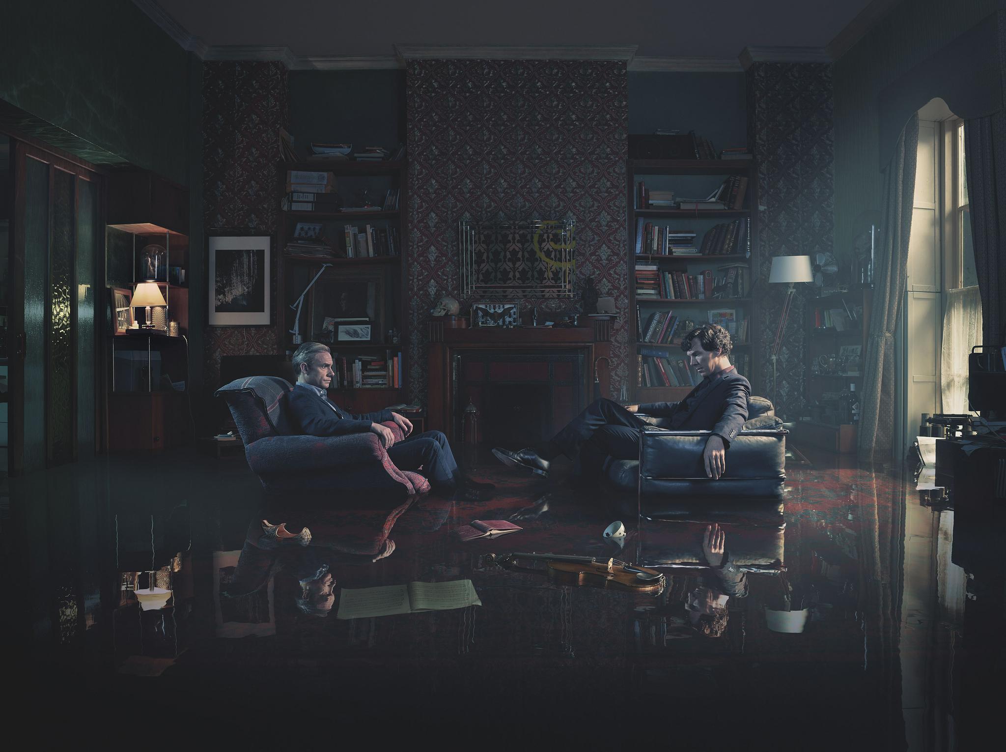 Benedict Cumberbatch and Martin Freeman in Sherlock.