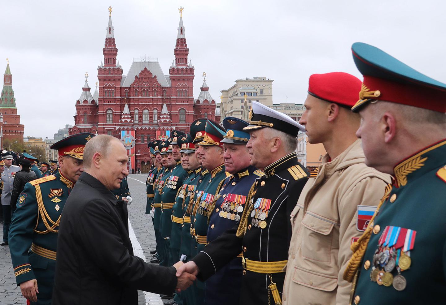 Russia's President Vladimir Putin in Moscow's Red Square after a Victory Day military parade marking the 72nd anniversary of the victory over Nazi Germany in the 1941-1945 Great Patriotic War, the Eastern Front of World War II.