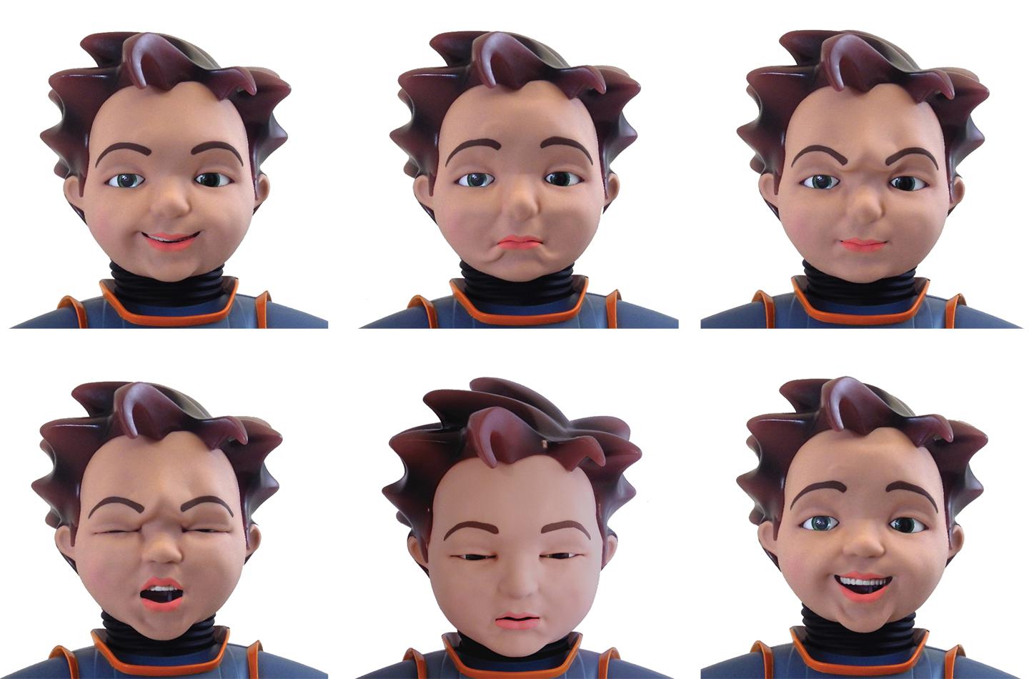 Milo, a social robot from the Dalla manufacturer Robokind, demonstrates human emotions.