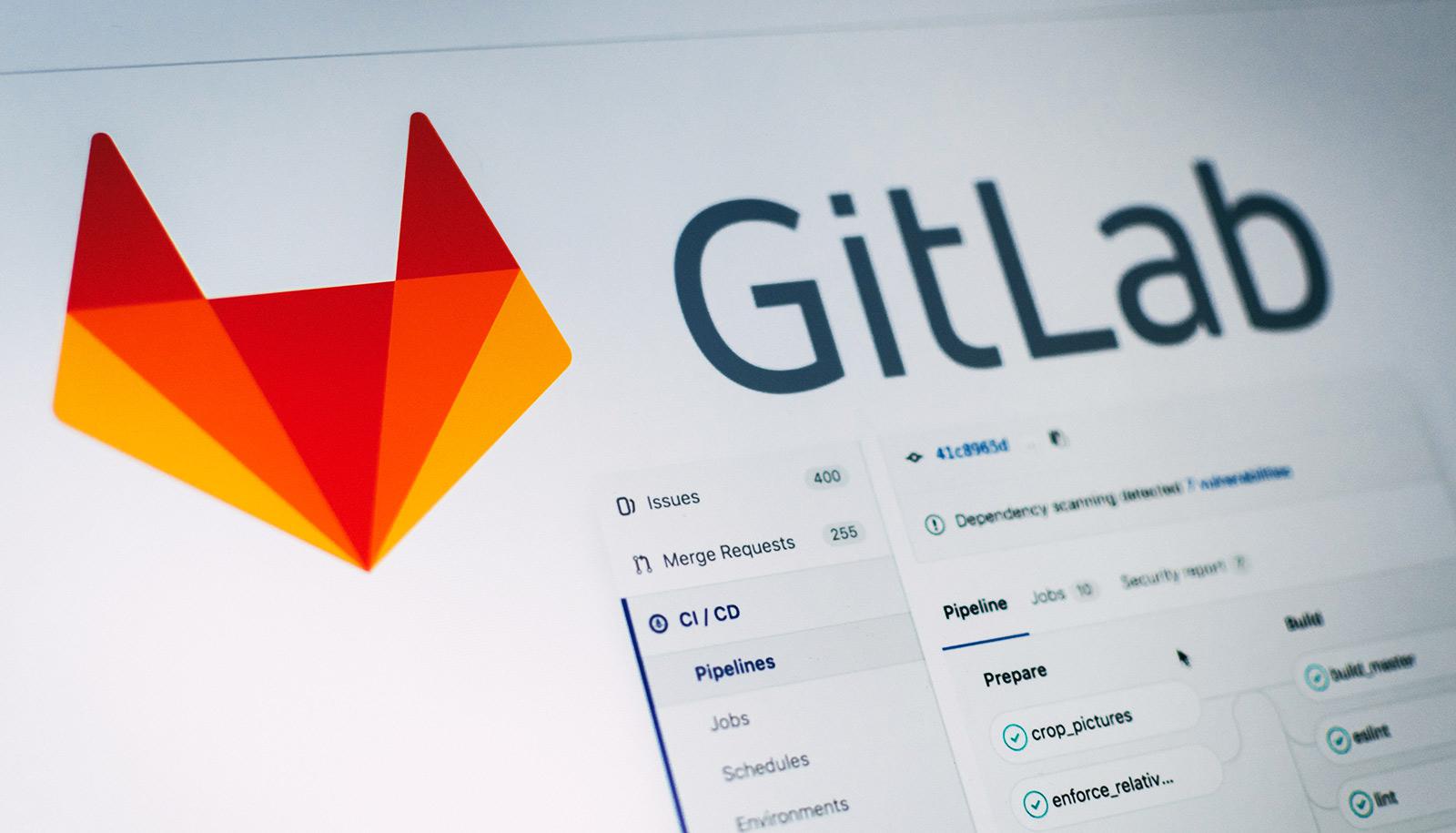 GitLab on screen with fox head logo