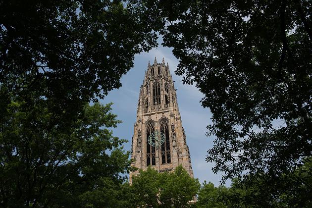 Harkness Tower stands on the Yale University campus in New Haven, Connecticut. (Craig Warga/Bloomberg via Getty Images)