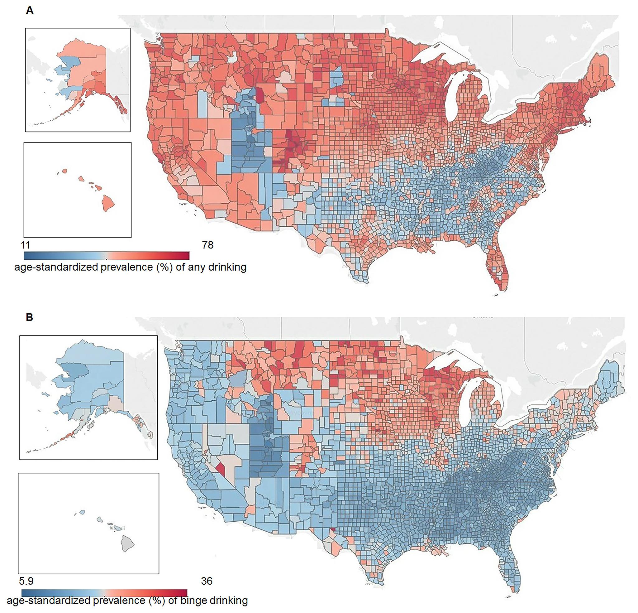 US map of drinking rates